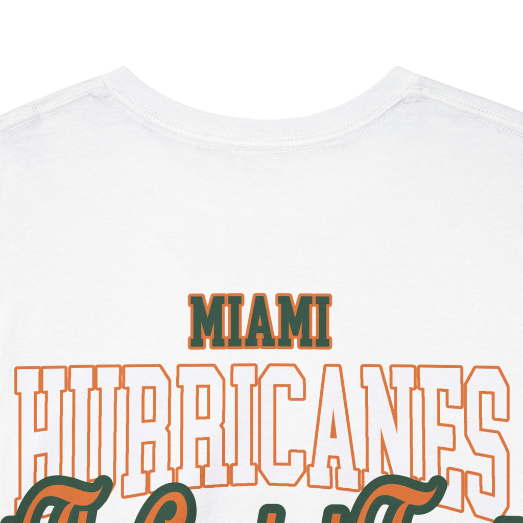 Greatest Team 2001 Miami Hurricanes Unisex Shirt - Detailed Close-Up of the Back Collar showcasing the bold, retro-inspired design and premium comfort, a must-have for true Orange Bowl Kid fans.